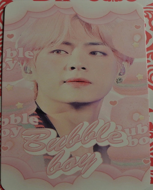 BTS PHOTOCARD FANSITE V KIM TAEHYUNG 김태형 BUBBLE BOY FANSITE PINK HAIR PHOTO CARD