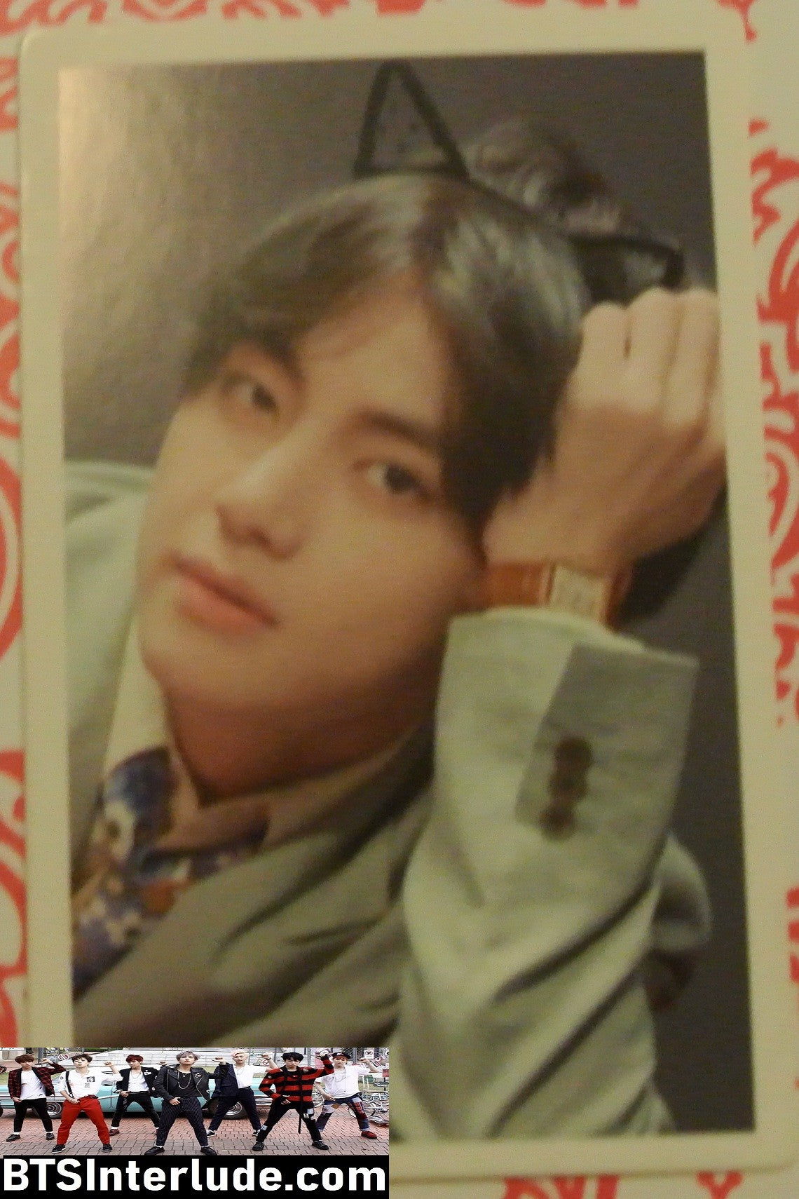 BTS PHOTOCARD FANSITE V KIM TAEHYUNG 김태형 CAT EARS FANSIGN PHOTO CARD PC