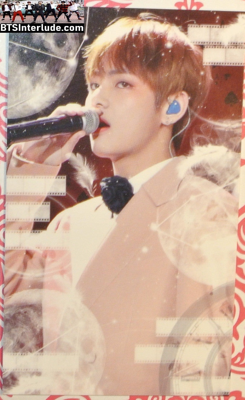 BTS PHOTOCARD FANSITE V KIM TAEHYUNG 김태형 PINK JACKET MIC 3/4 PROFILE PC PHOTO CARD