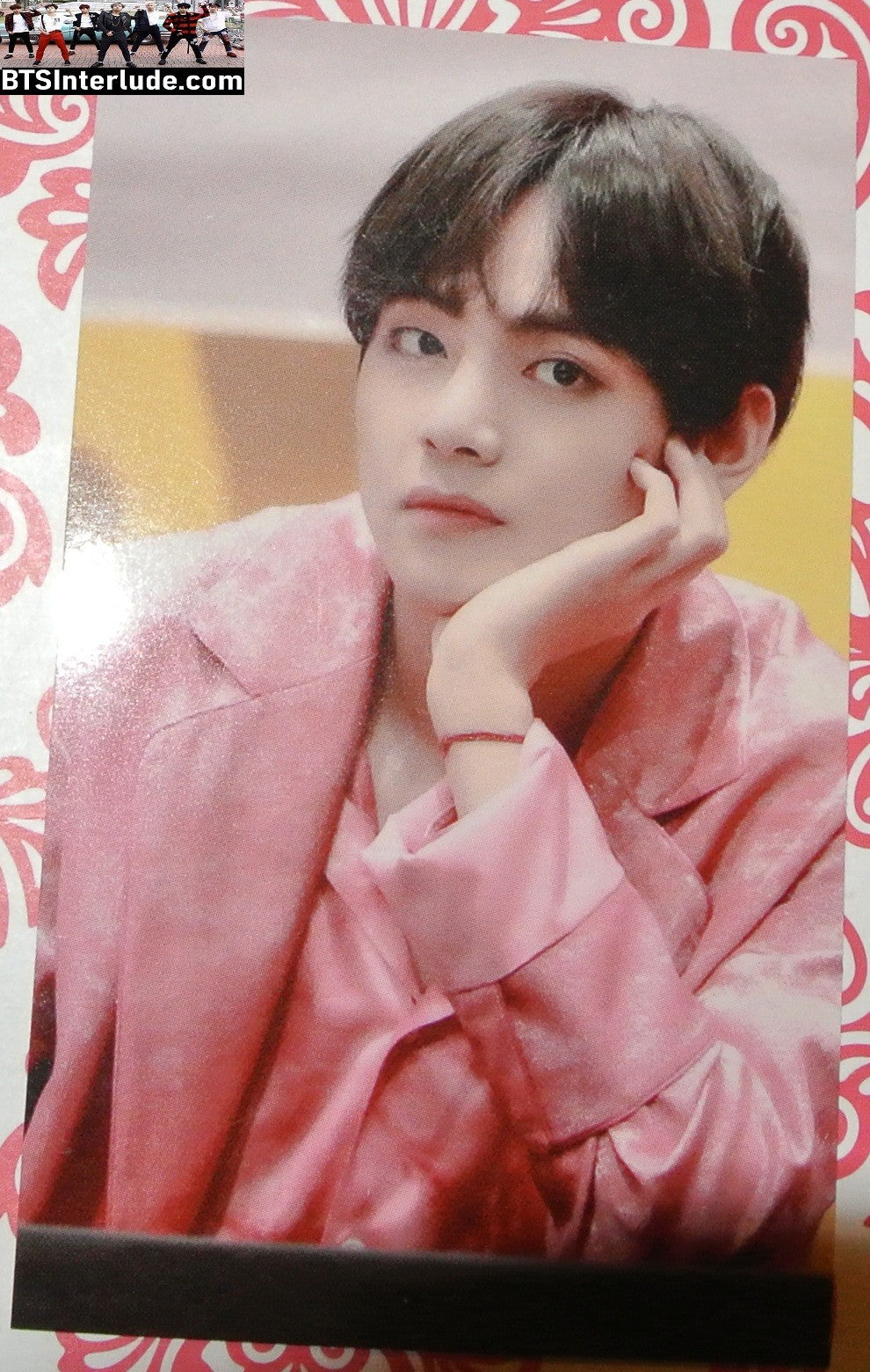 BTS PHOTOCARD FANSITE V KIM TAEHYUNG 김태형 PINK JACKET FANSIGN PHOTO CARD
