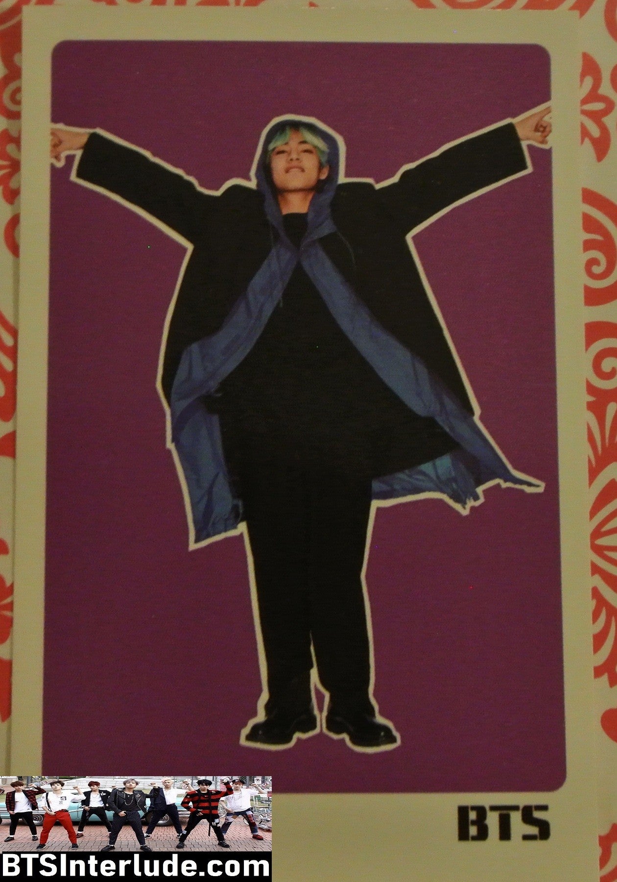 BTS PHOTOCARD FANSITE V KIM TAEHYUNG 김태형 PURPLE BACKGROUND PHOTO CARD PC