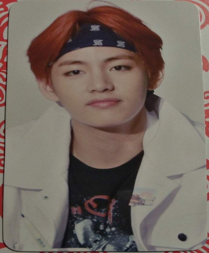 BTS PHOTOCARD FANSITE V KIM TAEHYUNG 김태형 RED HAIR WHITE JACKET FANSIGN PHOTO CARD