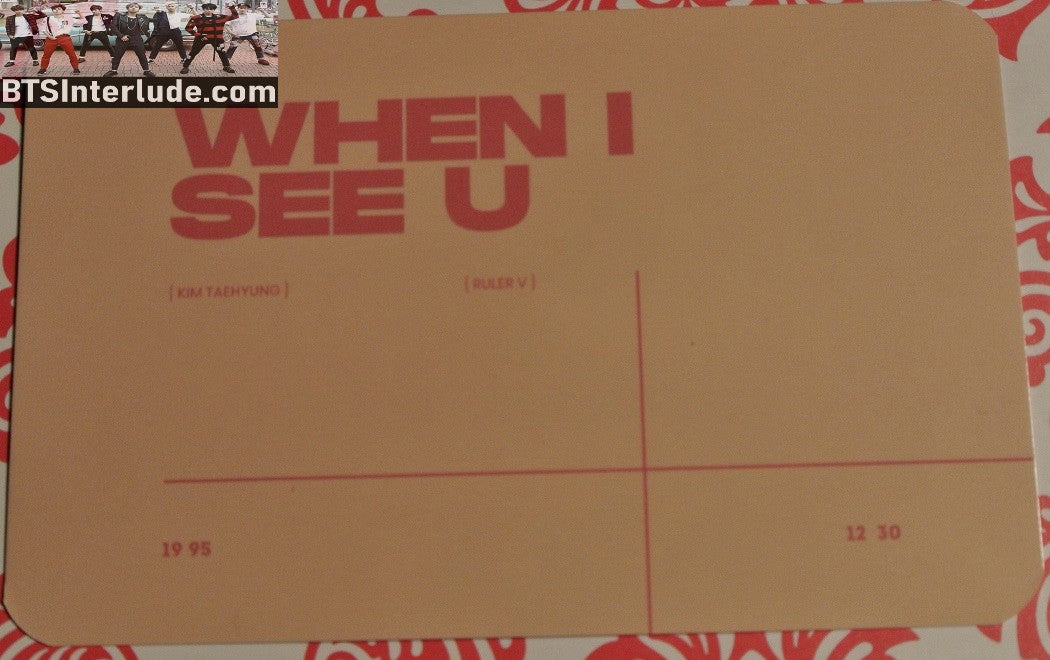 BTS PHOTOCARD FANSITE V KIM TAEHYUNG 김태형 2019 RIYADH PINK RULER V FANSITE WHEN I SEE U PHOTO CARD