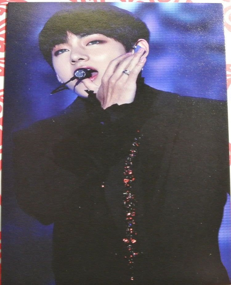 BTS PHOTOCARD FANSITE V KIM TAEHYUNG 김태형 VTAC FANSITE COVER BOY BLACK JACKET CHEEK PHOTO CARD