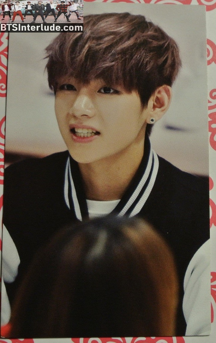 BTS PHOTOCARD FANSITE V KIM TAEHYUNG 김태형 VTAC FANSITE COVER BOY BLACK LETTERMANS JACKET FANSIGN PHOTO CARD