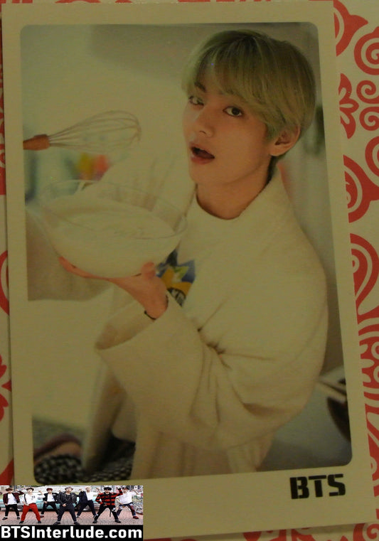 BTS PHOTOCARD FANSITE V KIM TAEHYUNG 김태형 BLOND HAIR MIXING BOWL WHITE PHOTO CARD PC