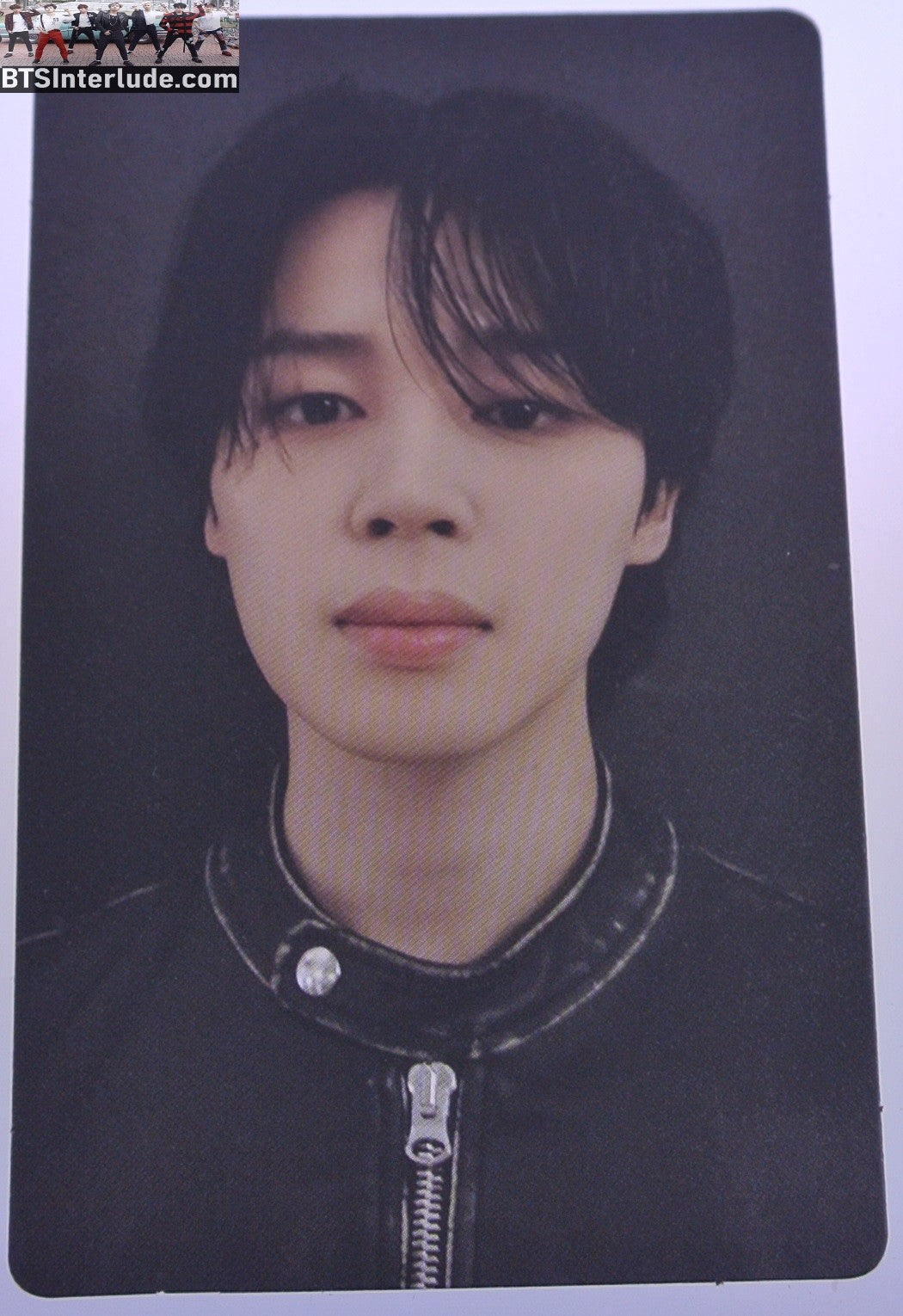 BTS PHOTOCARD OFFICIAL PARK JIMIN 박지민 FACE SOLO BLACK JACKET BANGS PHOTO CARD PC OFFICIAL MERCHANDISE