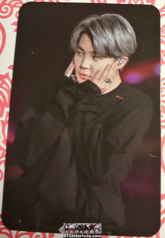 BTS PHOTOCARD FANSITE PARK JIMIN 박지민 BLACK LONG SLEEVE SHIRT HANDS ON CHEEKS PIECES OF MIND FANSITE NEVERMIND