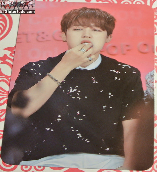BTS PHOTOCARD FANSITE PARK JIMIN 박지민 BLACK SPARKLE SHIRT EATING PIECES OF MIND FANSITE NEVERMIND