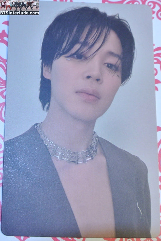 BTS PHOTOCARD OFFICIAL PARK JIMIN 박지민 FACE SOLO SILVER JACKET NECKLACE PHOTO CARD PC OFFICIAL MERCHANDISE