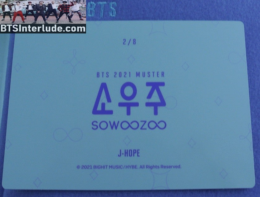 BTS PHOTOCARD OFFICIAL J-HOPE JUNG HOSEOK 정호석 SOWOOZOO MUSTER #2 OF 8 PHOTO CARD PC NEW OFFICIAL MERCHANDISE
