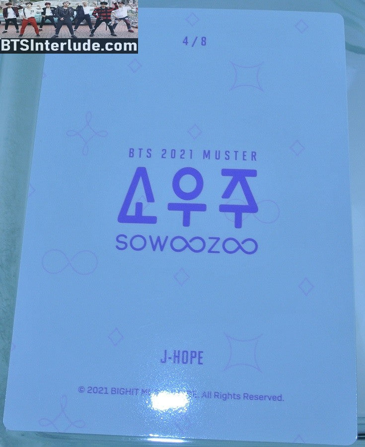 BTS PHOTOCARD OFFICIAL J-HOPE JUNG HOSEOK 정호석 SOWOOZOO MUSTER #4 OF 8 PHOTO CARD PC NEW OFFICIAL MERCHANDISE