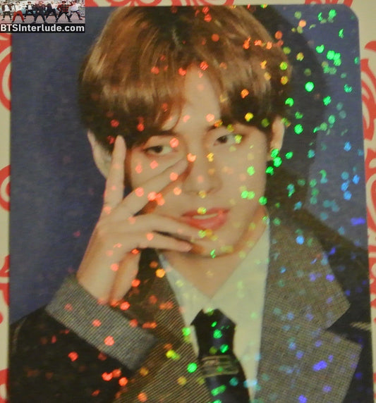BTS PHOTOCARD FANSITE V KIM TAEHYUNG 김태형 GLITTER 2 SIDED V EYE CHECKED JACKET MINNIE MOUSE EARS PHOTO CARD
