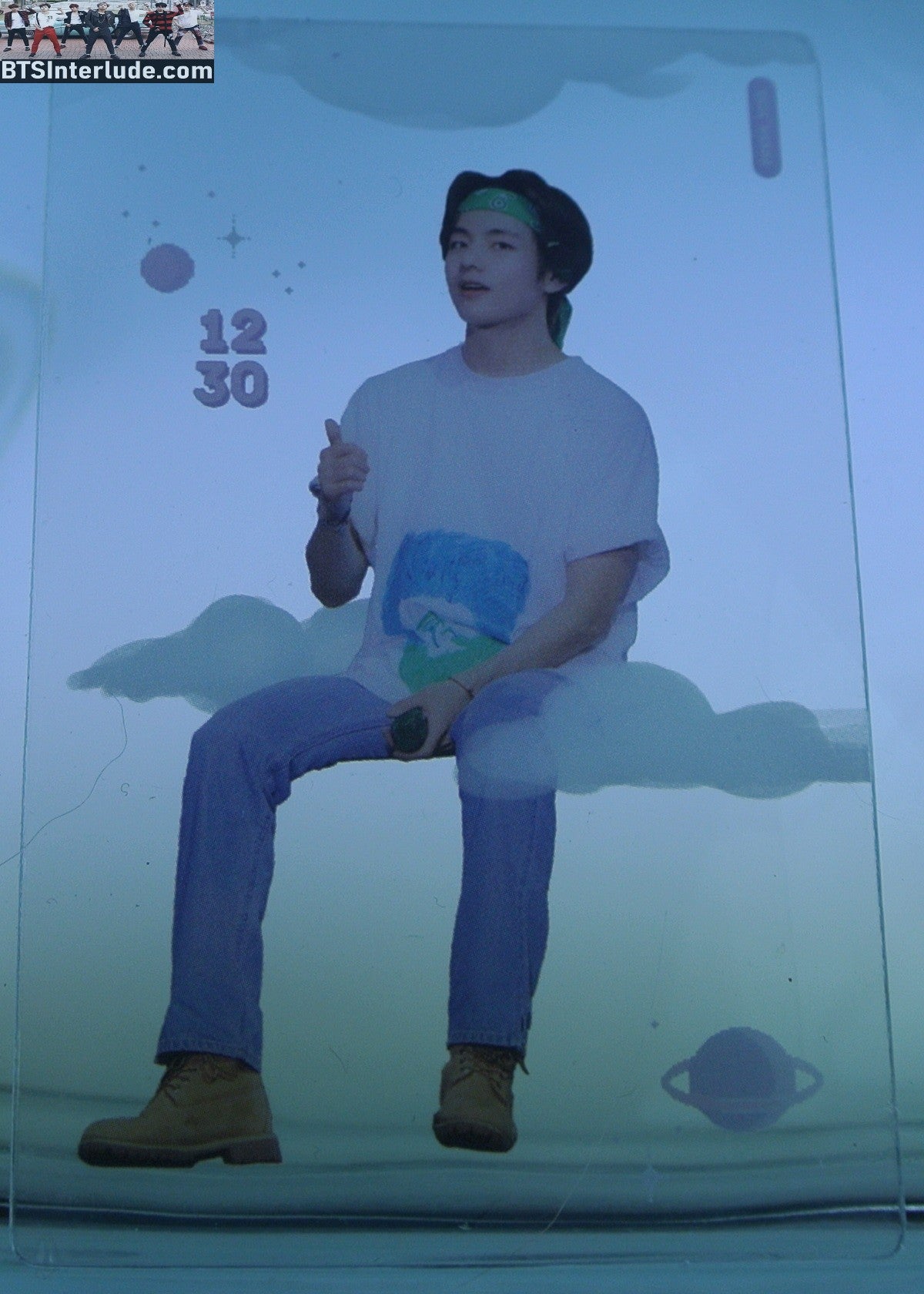 BTS PHOTOCARD FANSITE V KIM TAEHYUNG 김태형 CLEAR GREEN HEADBAND BANDANA FRESH FANSITE PHOTO CARD