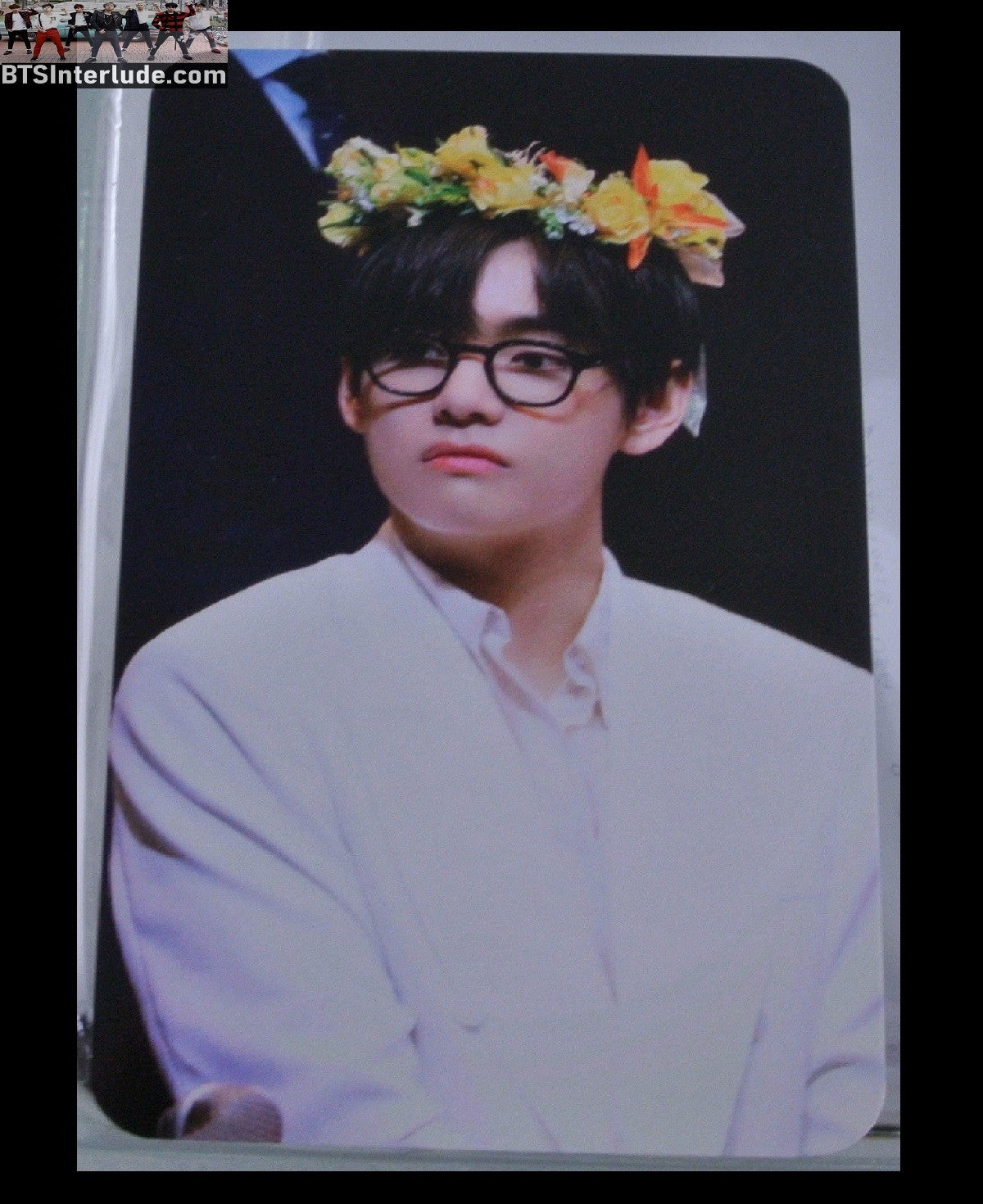 BTS PHOTOCARD FANSITE V KIM TAEHYUNG 김태형 FANSIGN YELLOW FLOWER TIARA I SWEAR PHOTO CARD