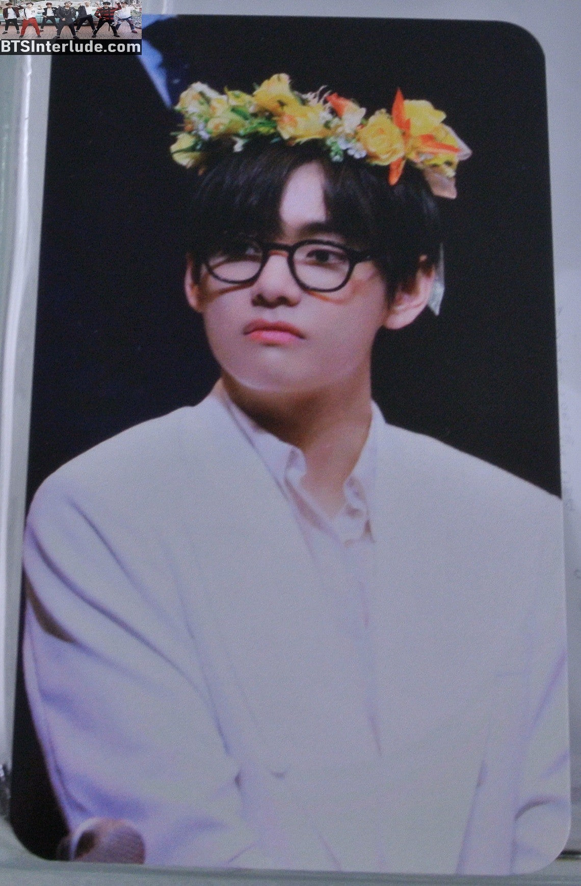 BTS PHOTOCARD FANSITE V KIM TAEHYUNG 김태형 FANSIGN YELLOW FLOWER TIARA I SWEAR PHOTO CARD