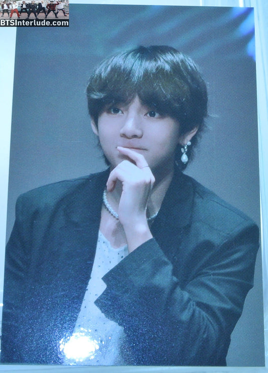 BTS PHOTOCARD FANSITE V KIM TAEHYUNG 김태형 FANSIGN BLACK JACKET PEARLS NUNA V FANSITE PHOTO CARD