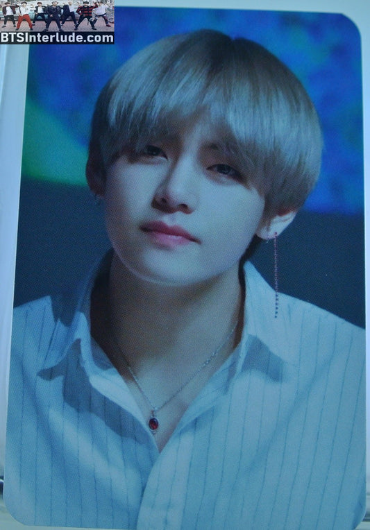 BTS PHOTOCARD FANSITE V KIM TAEHYUNG 김태형 BLOND HAIR WHITE STRIPED SHIRT FANSIGN NUNA V FANSITE VREATHTAKING PHOTO CARD