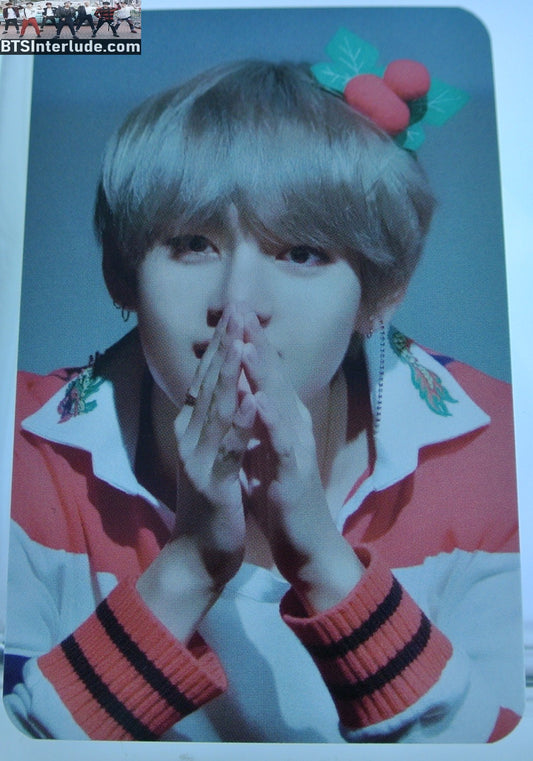 BTS PHOTOCARD FANSITE V KIM TAEHYUNG 김태형 BLOND HAIR FANSIGN CHERRIES HEADBAND NUNA V FANSITE VREATHTAKING PHOTO CARD