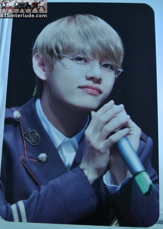BTS PHOTOCARD FANSITE V KIM TAEHYUNG 김태형 BLOND HAIR FANSIGN DOPE MILITARY UNIFORM GLASSES NUNA V FANSITE VREATHTAKING PHOTO CARD