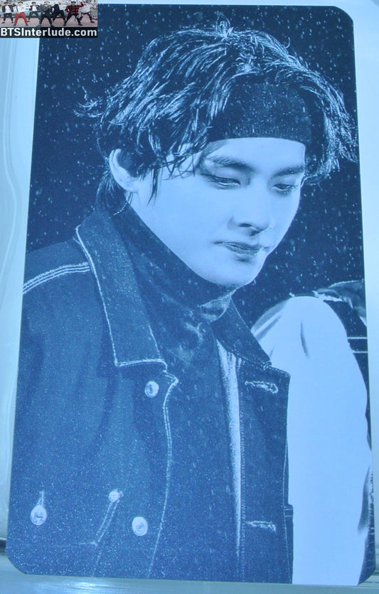 BTS PHOTOCARD FANSITE V KIM TAEHYUNG 김태형 BLACK WHITE HEADBAND REAL V FANSITE PHOTO CARD