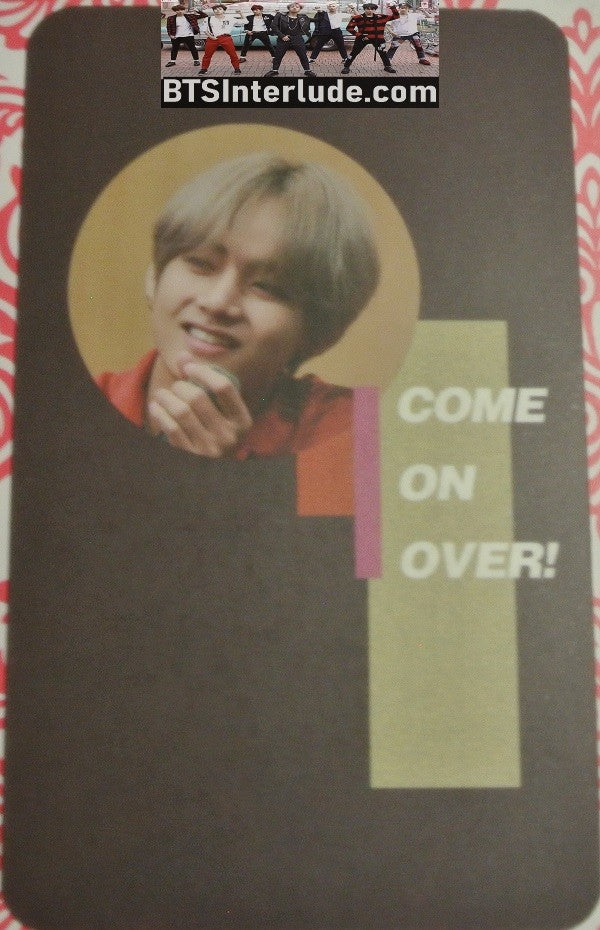 BTS PHOTOCARD V KIM TAEHYUNG BLOND HAIR FANSIGN RED SHIRT COME ON OVER FANSITE PC PHOTO CARD