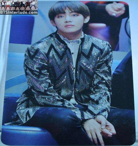 BTS PHOTOCARD FANSITE V KIM TAEHYUNG 김태형 GOLD BLACK SEQUIN JACKET VELICITAS FANSITE ONE OF A KIND PHOTO CARD