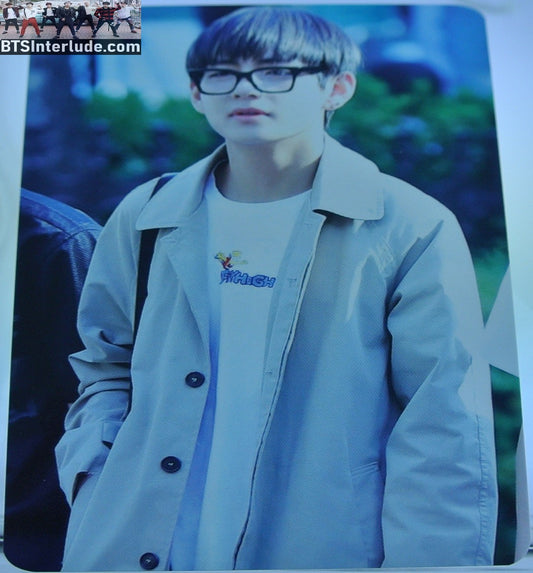 BTS PHOTOCARD FANSITE V KIM TAEHYUNG 김태형 TAN JACKET GLASSES VELICITAS FANSITE ONE OF A KIND PHOTO CARD