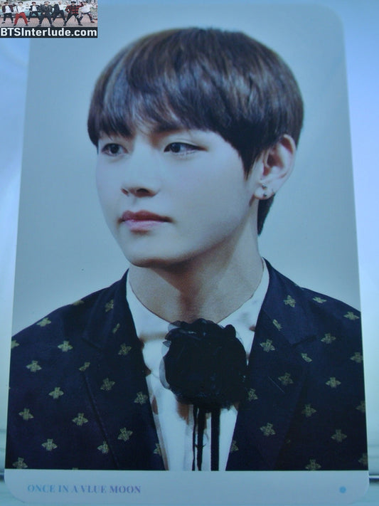 BTS PHOTOCARD FANSITE V KIM TAEHYUNG 김태형 BLACK JACKET FLOWER ASCOT VIA FANSITE ONCE IN A VLUE MOON PHOTO CARD