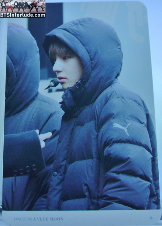 BTS PHOTOCARD FANSITE V KIM TAEHYUNG 김태형 BLACK PUFFER JACKET PROFILE VIA FANSITE ONCE IN A VLUE MOON PHOTO CARD