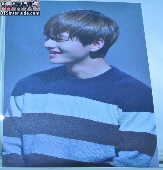 BTS PHOTOCARD FANSITE V KIM TAEHYUNG 김태형 FANSIGN PROFILE BLACK STRIPED SWEATER VUNA BOY FANSITE PHOTO CARD
