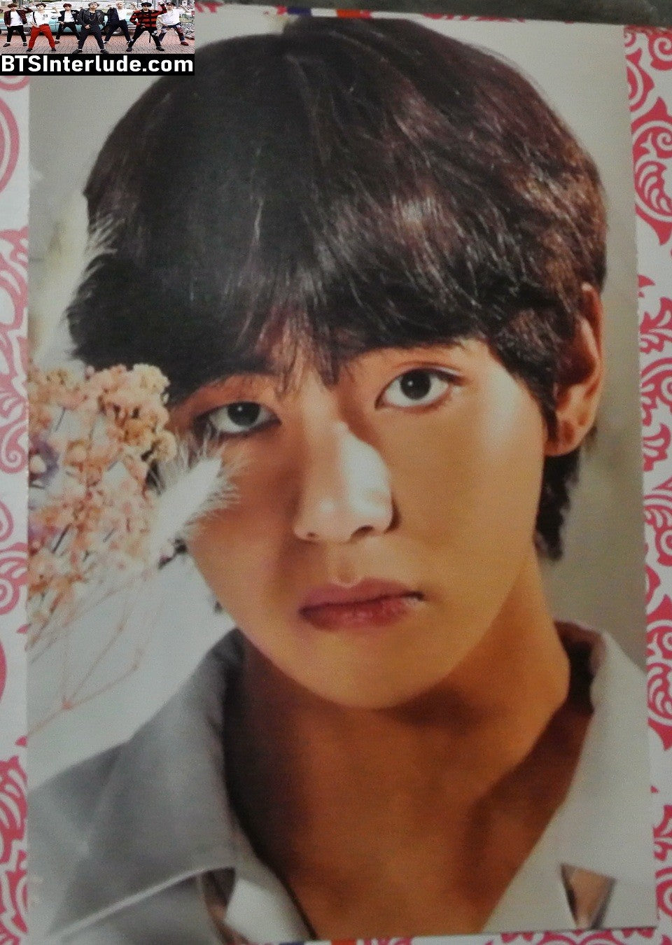 BTS PHOTO FANSITE V KIM TAEHYUNG 김태형 LOVE YOURSELF ERA PINK FLOWERS 4" X 6"