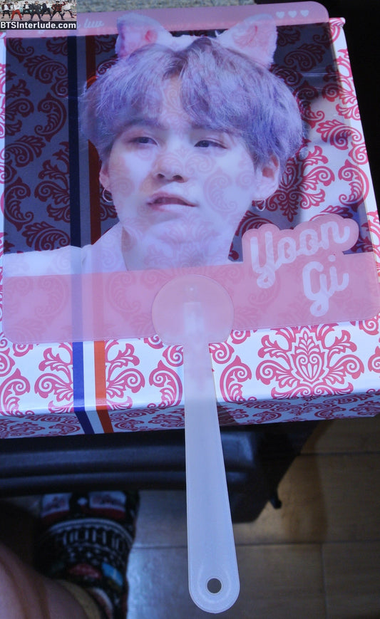 BTS PICKET FANSITE SUGA MIN YOONGI 민윤기 PINK CAT EARS FANSIGN FAN SLOGAN SIGN