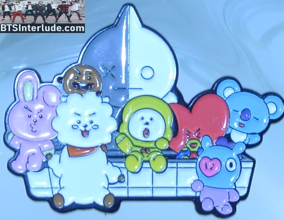 BTS PIN ENAMEL BT21 GUNMETAL SOFA OFFICIAL VAN COOKY TATA CHIMMY KOYA MANG SHOOKY RJ BADGE BUTTON