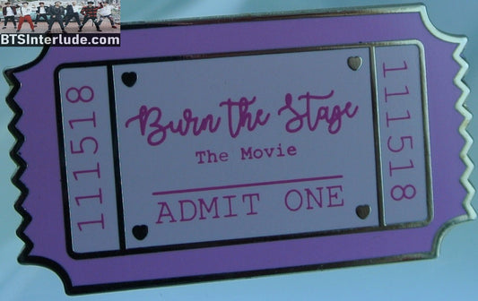 BTS PIN ENAMEL GOLD GROUP BURN THE STAGE MOVIE TICKET PURPLE JUNGKOOK V JIMIN RM J-HOPE SUGA JIN BADGE BUTTON
