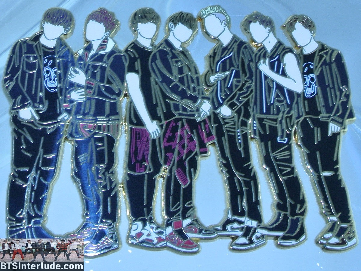 BTS PIN ENAMEL GOLD GROUP ALL IN BLACK SUITS OT7 PINS XL JUNGKOOK V JIMIN RM J-HOPE SUGA JIN BADGE BUTTON