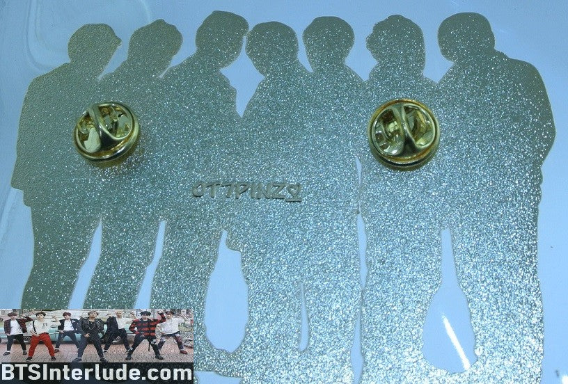 BTS PIN ENAMEL GOLD GROUP ALL IN BLACK SUITS OT7 PINS XL JUNGKOOK V JIMIN RM J-HOPE SUGA JIN BADGE BUTTON
