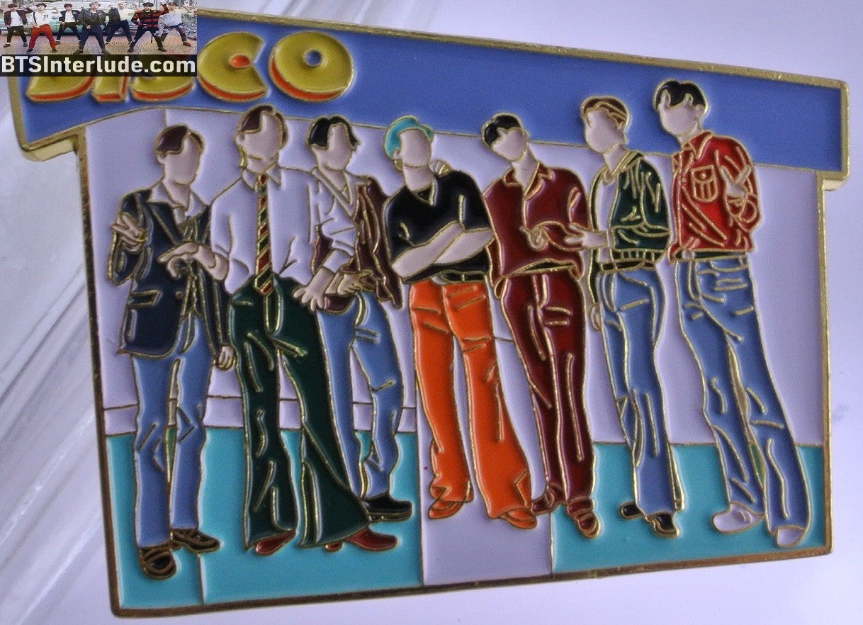 BTS PIN ENAMEL GOLD GROUP DYNAMITE MUSIC VIDEO DISCO 방탄소년단 JUNGKOOK V JIMIN RM J-HOPE SUGA JIN BADGE BUTTON