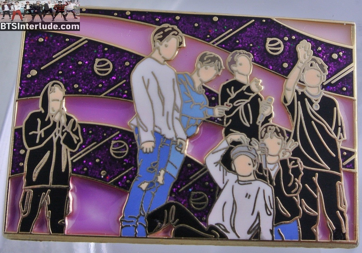 BTS PIN ENAMEL GOLD GROUP PURPLE STAINED GLASS VENUS PINS JUNGKOOK V JIMIN RM J-HOPE SUGA JIN BADGE BUTTON