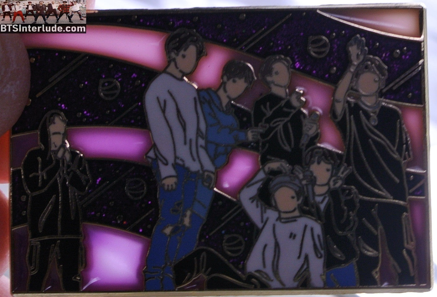 BTS PIN ENAMEL GOLD GROUP PURPLE STAINED GLASS VENUS PINS JUNGKOOK V JIMIN RM J-HOPE SUGA JIN BADGE BUTTON