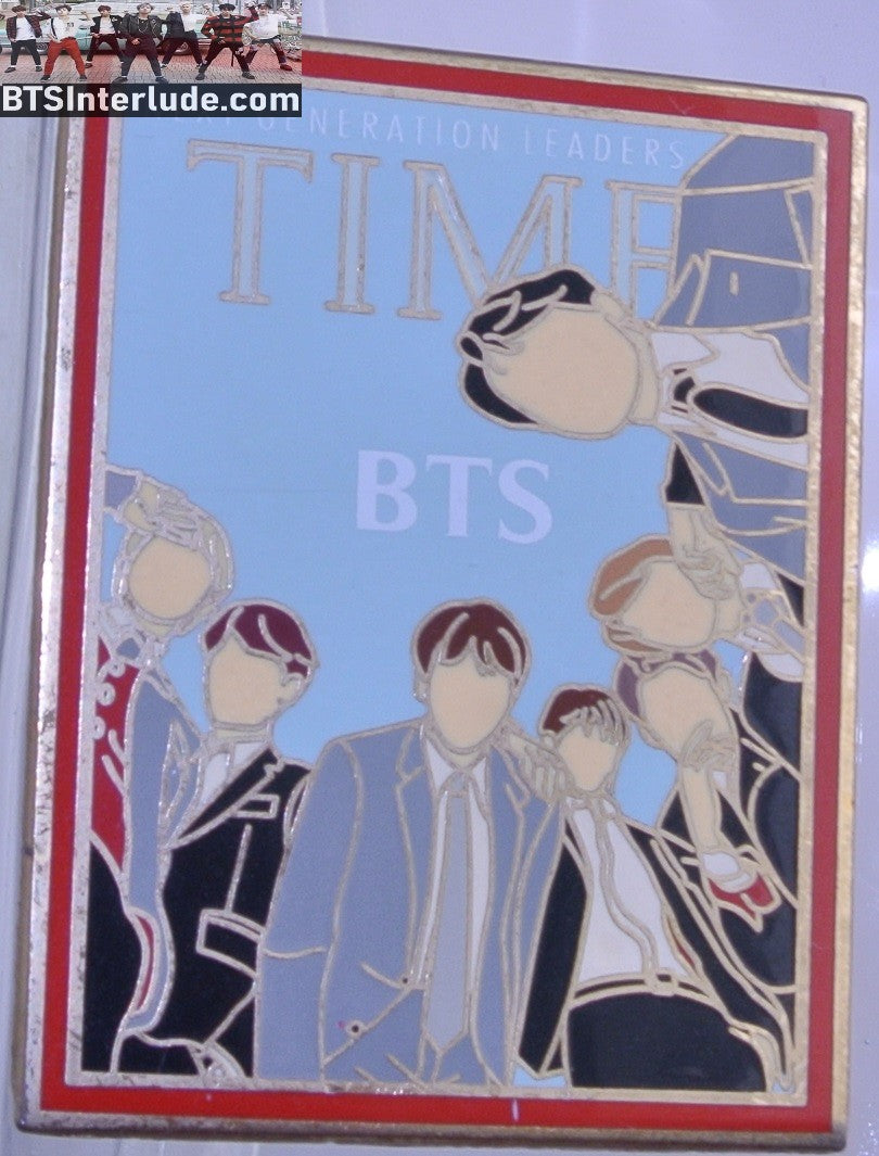 BTS PIN ENAMEL GOLD GROUP TIME MAGAZINE COVER IO PINS JUNGKOOK V JIMIN RM J-HOPE SUGA JIN BADGE BUTTON