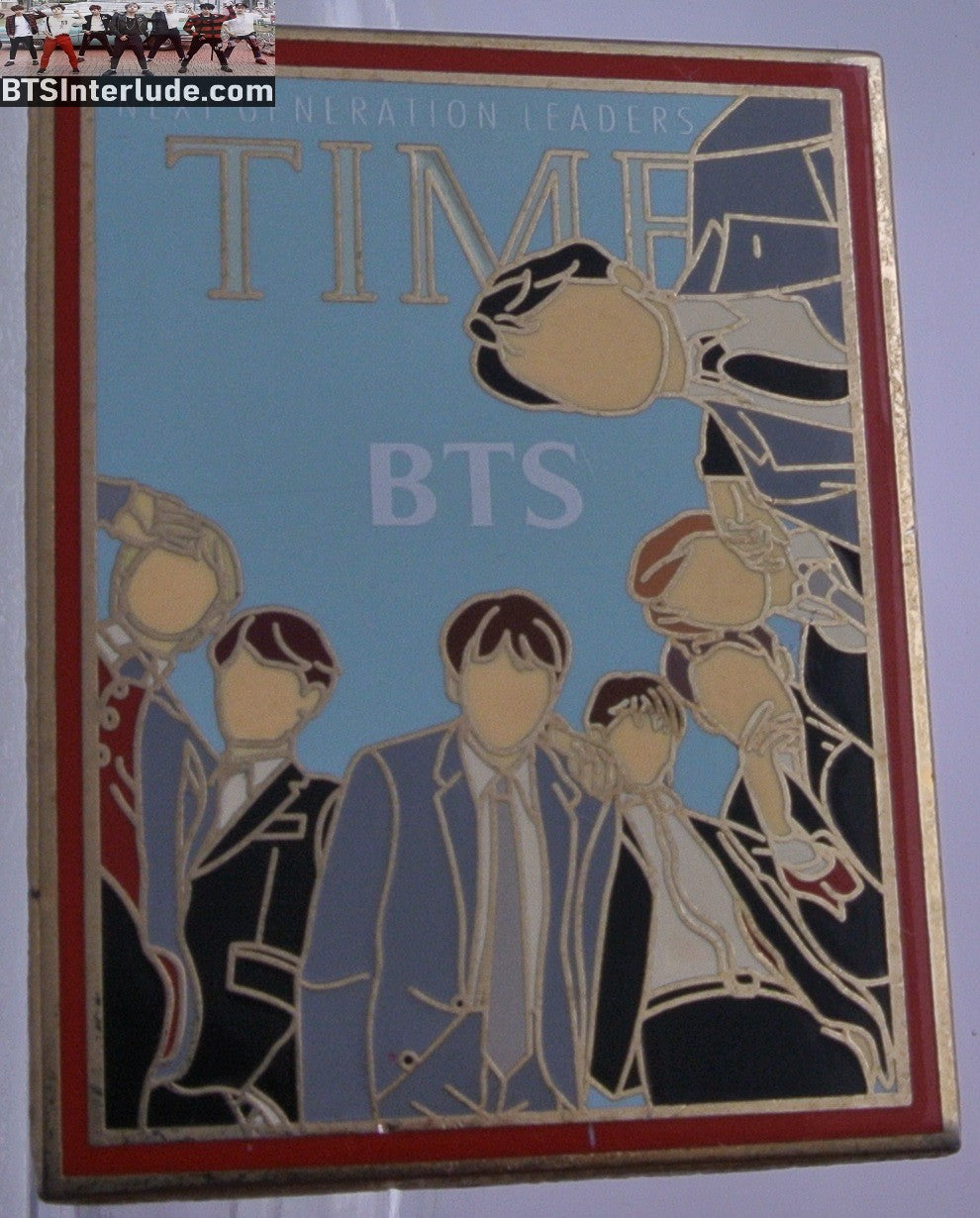 BTS PIN ENAMEL GOLD GROUP TIME MAGAZINE COVER IO PINS JUNGKOOK V JIMIN RM J-HOPE SUGA JIN BADGE BUTTON