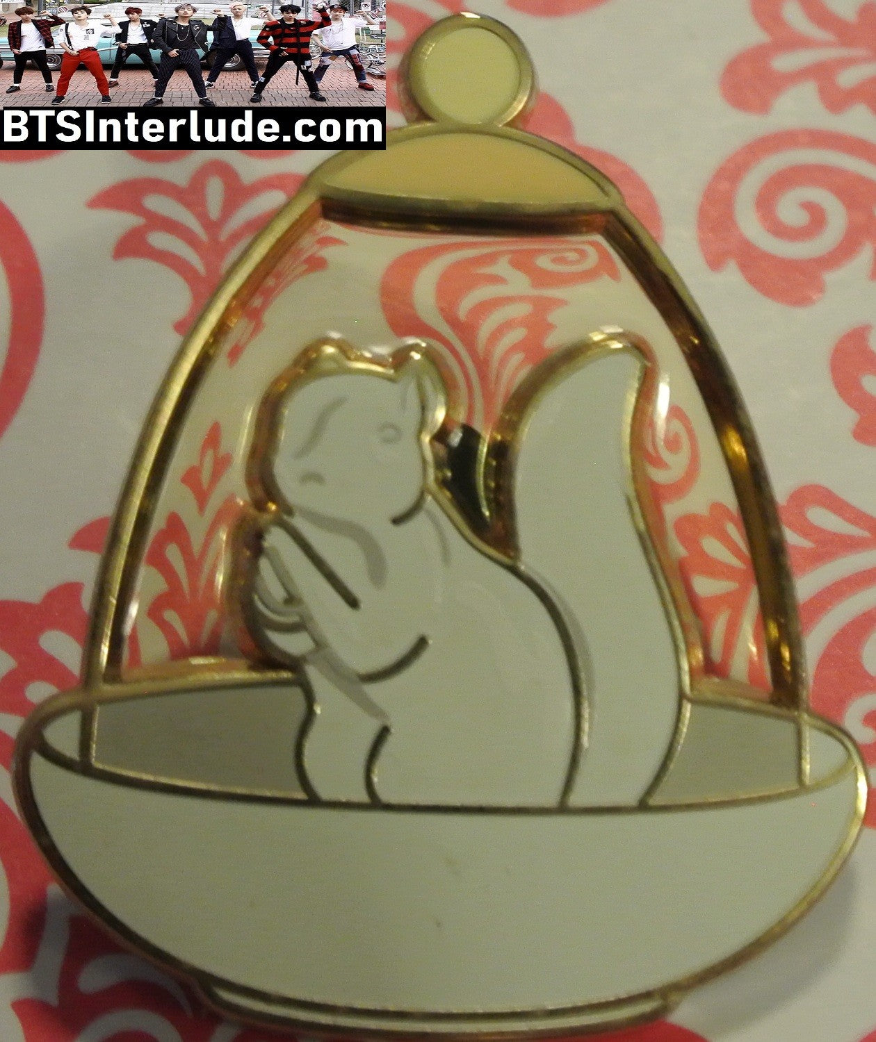 BTS PIN ENAMEL GOLD J-HOPE JUNG HOSEOK 정호석 WHITE SQUIRREL BOWL MOONGI PINS BADGE BUTTON