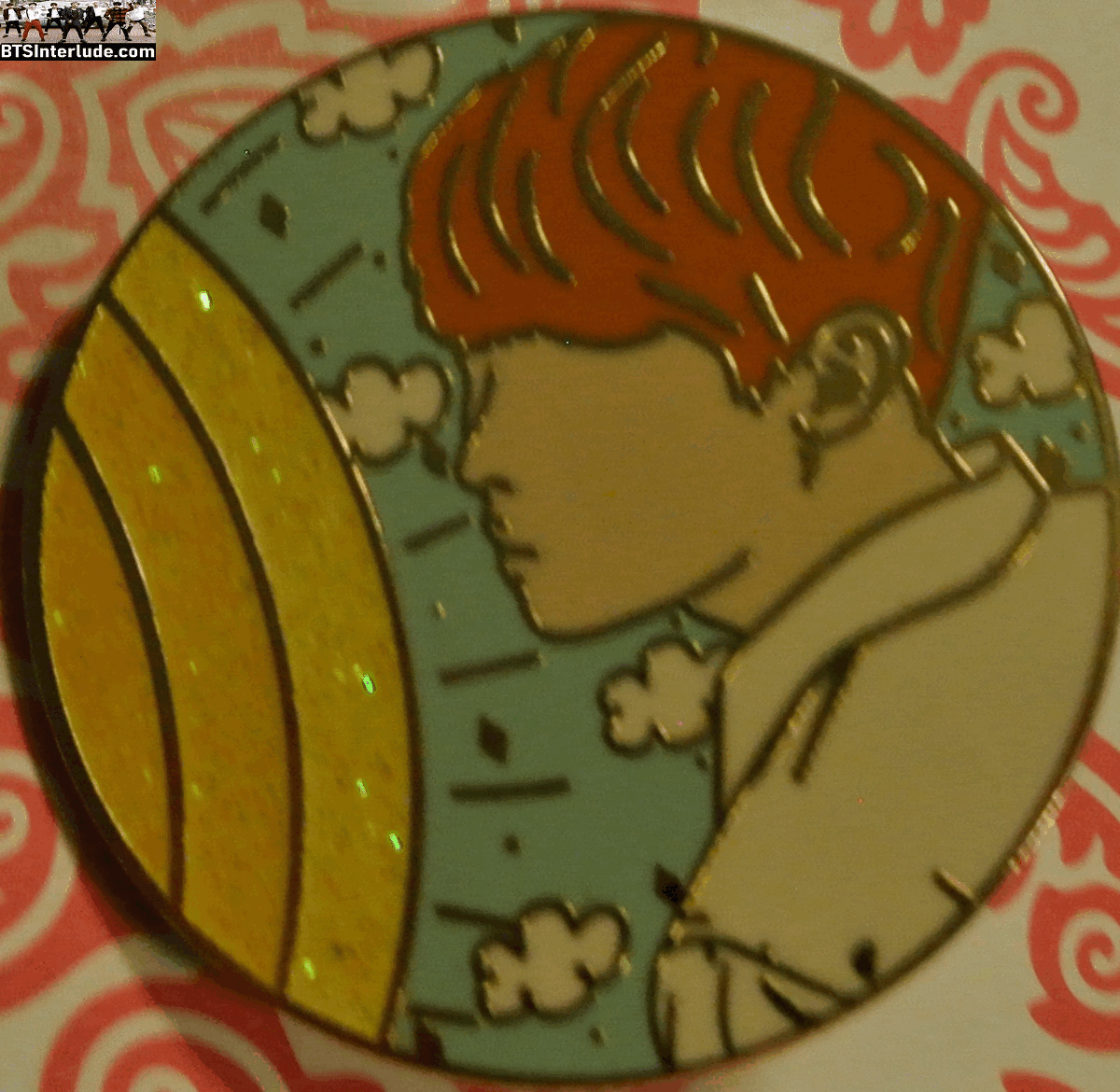 BTS PIN ENAMEL GOLD J-HOPE JUNG HOSEOK 정호석 ORANGE HAIR SUN HAPPIPOP PINS BADGE BUTTON