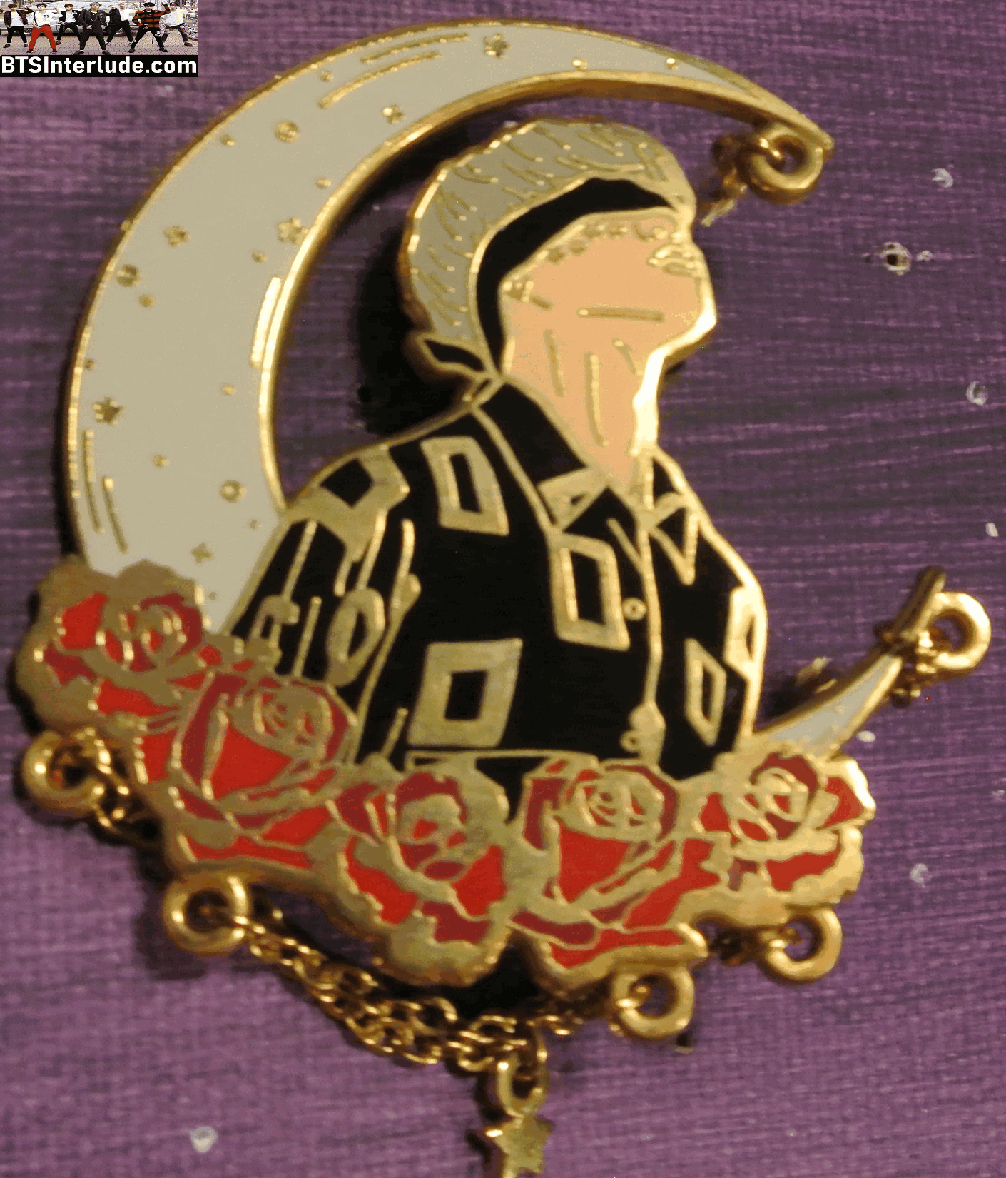 BTS PIN ENAMEL GOLD PARK JIMIN 박지민 LIE BLINDFOLD HALF MOON STAR DROPS NICUBIII PINS BADGE BUTTON