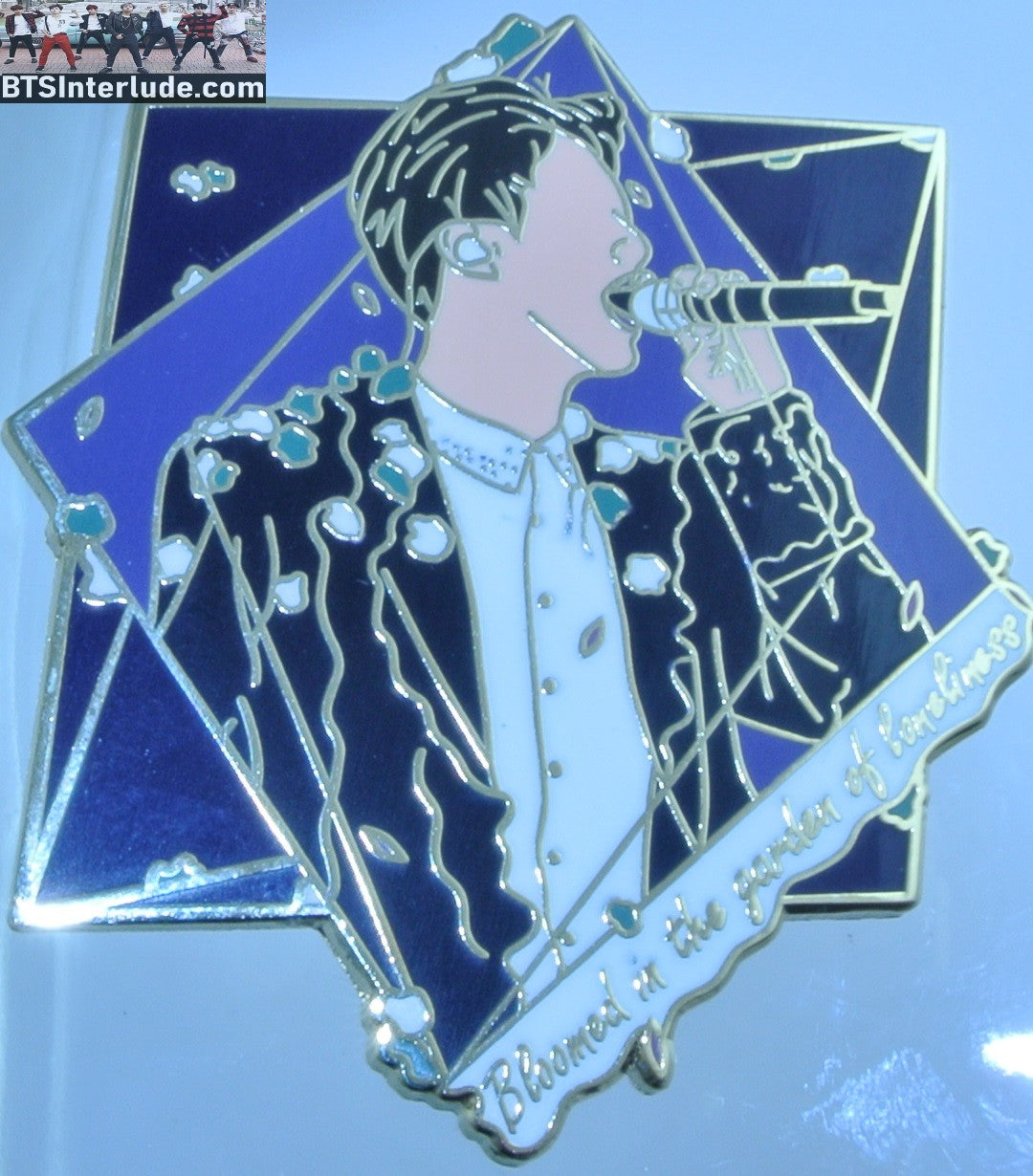 BTS PIN ENAMEL GOLD JIN KIM SEOKJIN 김석진 TRUTH UNTOLD BLACK JACKET WHITE SHIRT TEABERRY PINS BADGE BUTTON