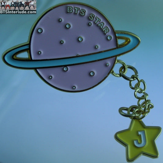 BTS PIN ENAMEL GOLD JIN KIM SEOKJIN 김석진 MOON THEME PINK SATURN MOON GOLD J STAR DROP BUTTON BADGE