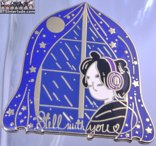 BTS PIN ENAMEL GOLD JEON JUNGKOOK 전정국 CHIBI STILL WITH YOU WINDOW MOON STARS BADGE BUTTON
