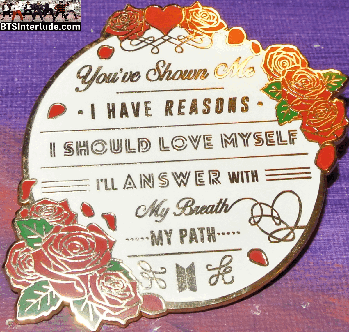 BTS PIN ENAMEL GOLD GROUP LOVE YOURSELF LYRICS ANTARES PINS 방탄소년단 JUNGKOOK V JIMIN RM J-HOPE SUGA JIN BADGE BUTTON