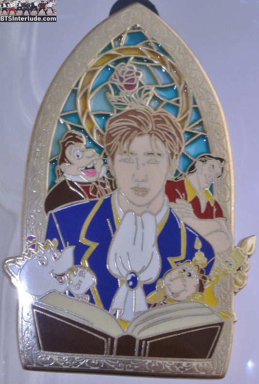 BTS PIN ENAMEL GOLD RM KIM NAMJOON 김남준 BEAUTY & THE BEAST CHARACTERS GIREN PINS BADGE BUTTON